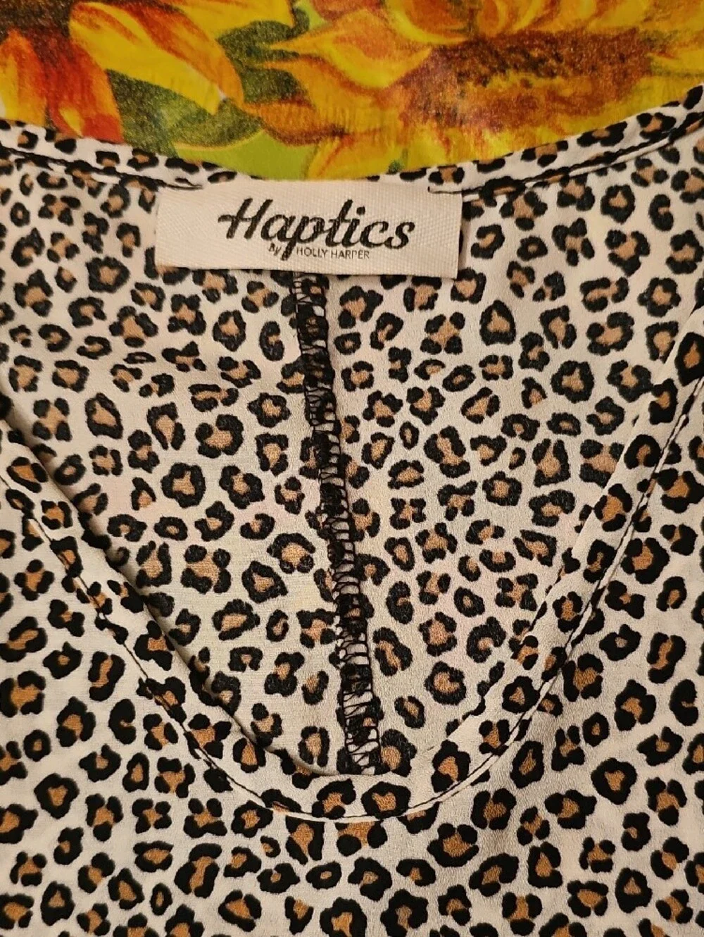 Leopard Print Short-Sleeve Tunic Top - Black & White